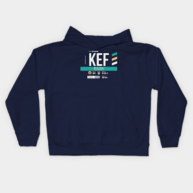 Reykjavik (KEF) Airport Code Baggage Tag Kids Hoodie by SLAG_Creative